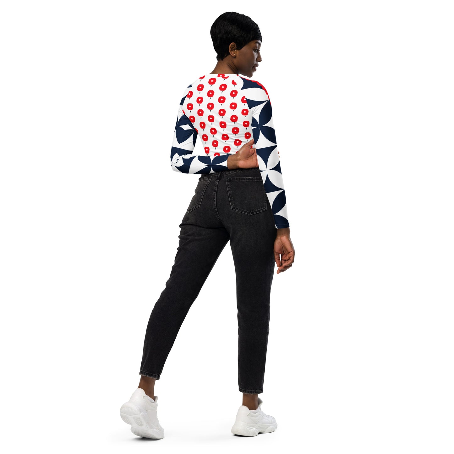 Recycled long-sleeve crop top